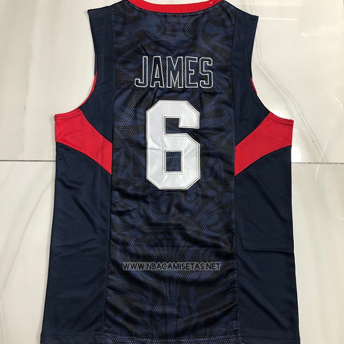 Camiseta USA 2008 LeBron James NO 6 Azul
